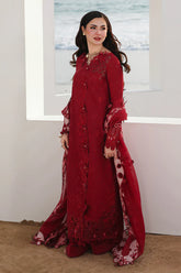 QALAMKAR - 3PC LAWN EMBROIDERED SHIRT WITH COTTON NET EMBROIDERED DUPATTA AND TROUSER - HZG2677