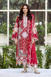 BIN ILYAS - 3PC LAWN EMBROIDERED SHIRT WITH KHADI NET EMBROIDERED DUPATTA AND TROUSER - HZG2685