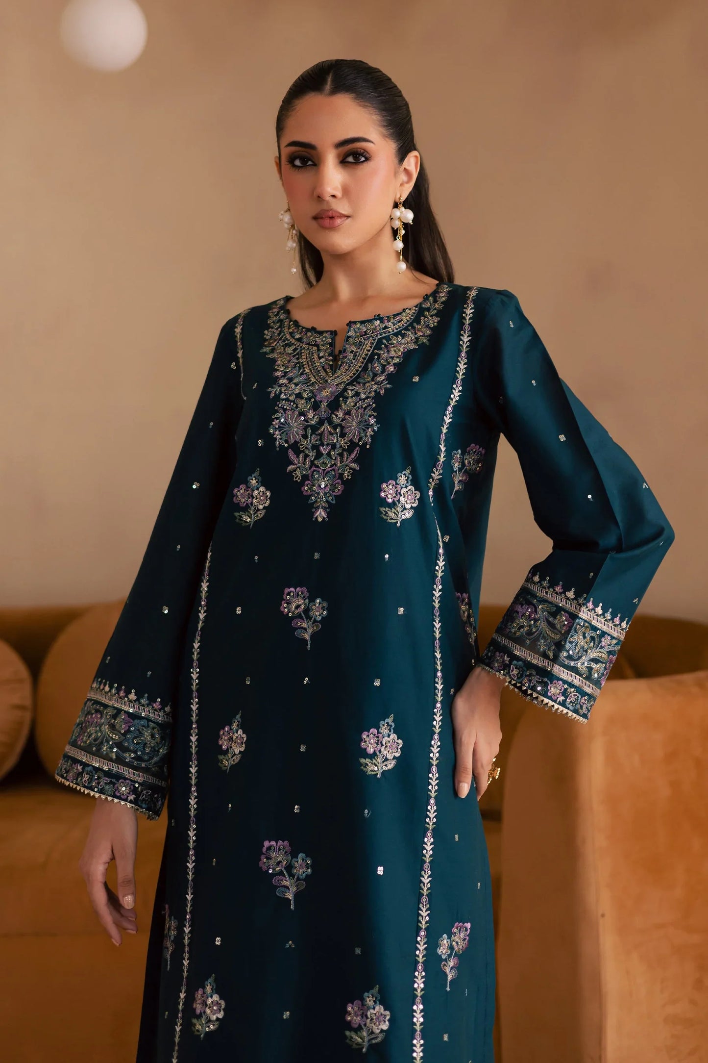 BATIK - 2PC DHANAK EMBROIDERED SHIRT AND EMBROIDERED TROUSER - HZU2527