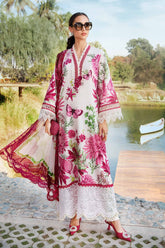 MARIA B - 3PC LAWN PRINTED SHIRT WITH CHIFFON PRINTED DUPATTA AND TROUSER - HZG2510