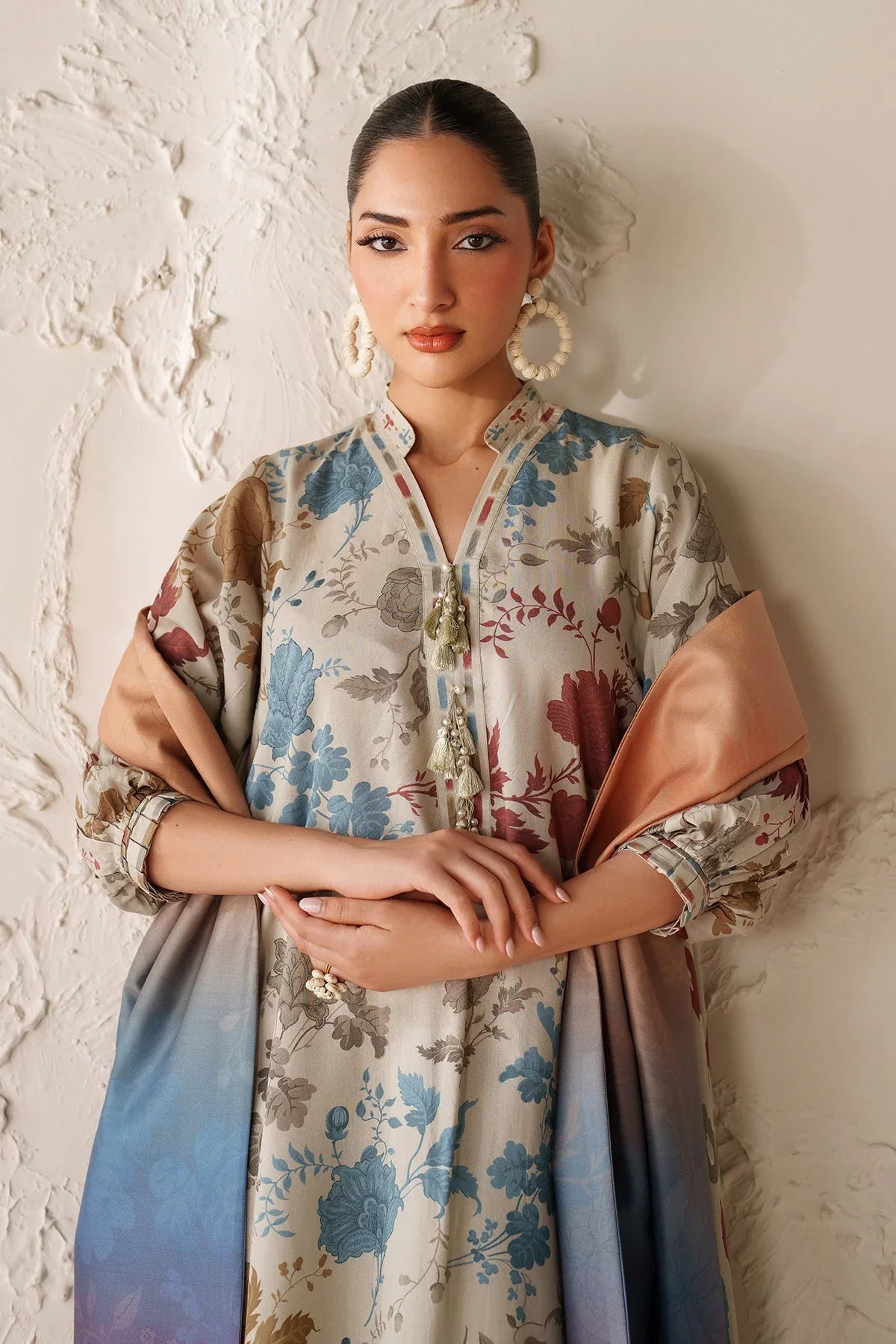 BAROQUE - 3PC VISCOSE PRINTED SHIRT WITH VISCOSE PRINTED DUPATTA AND TROUSER - HZU2516