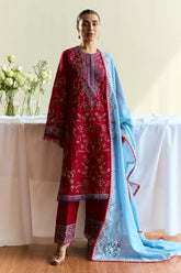 ZARA SHAH JAHAN - 3PC LAWN EMBROIDERED SHIRT WITH CHIFFON EMBROIDERED DUPATTA AND TROUSER - HZG2311