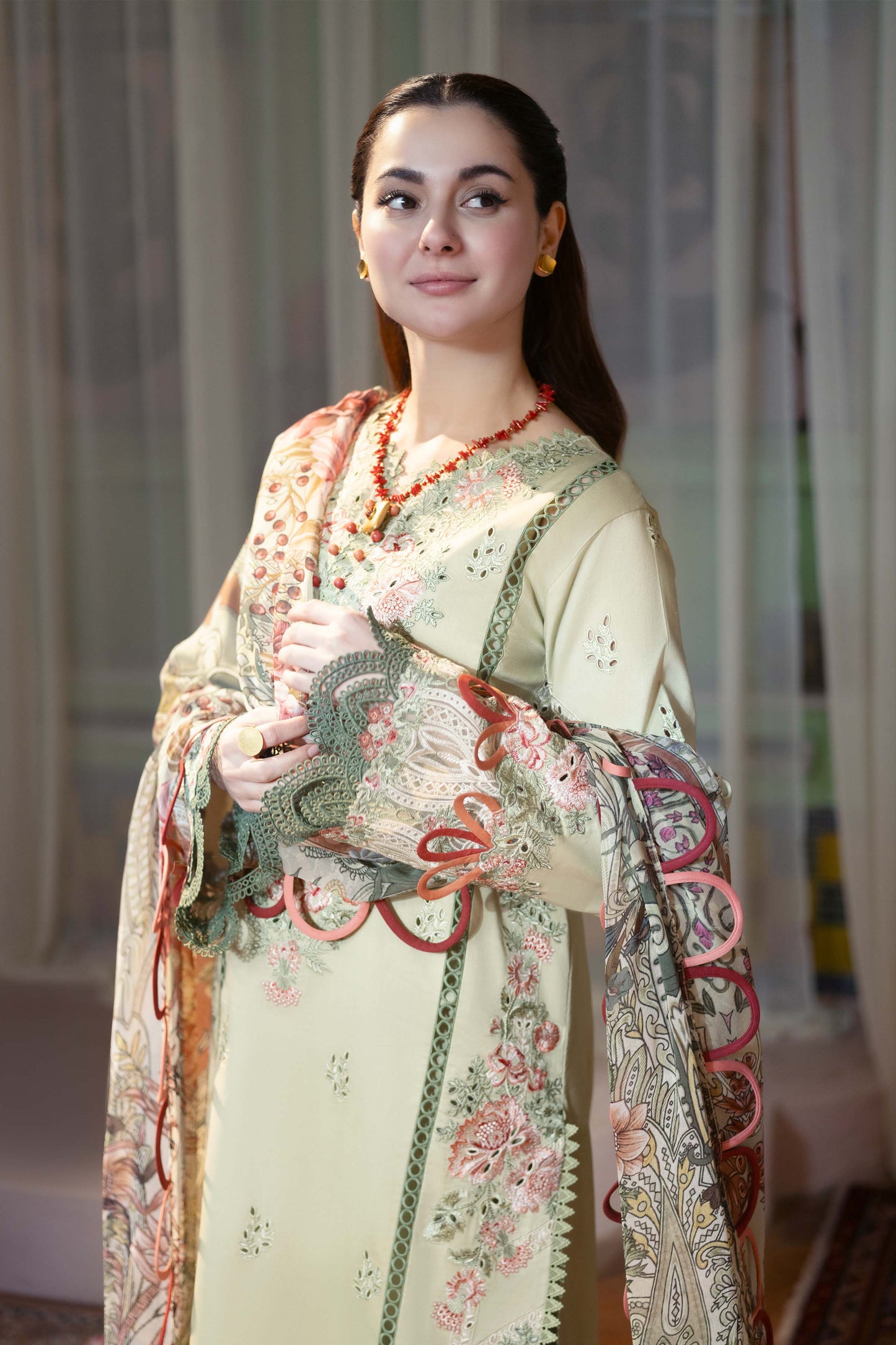 JADE - 3PC LAWN EMBROIDERED SHIRT WITH CHIFFON PRINTED DUPATTA AND TROUSER - HZG2298