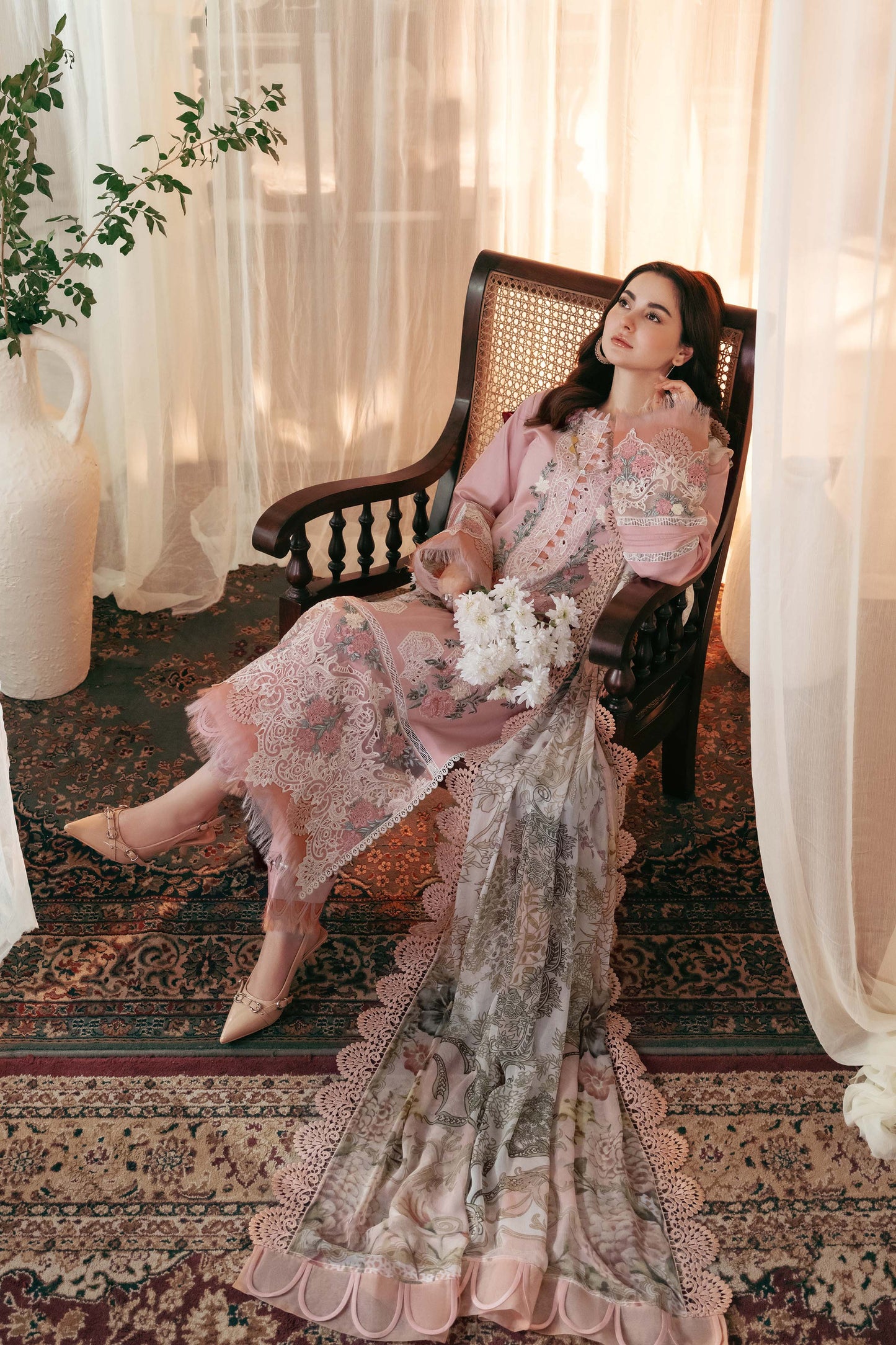 JADE - 3PC LAWN EMBROIDERED SHIRT WITH CHIFFON PRINTED DUPATTA AND TROUSER - HZG2254