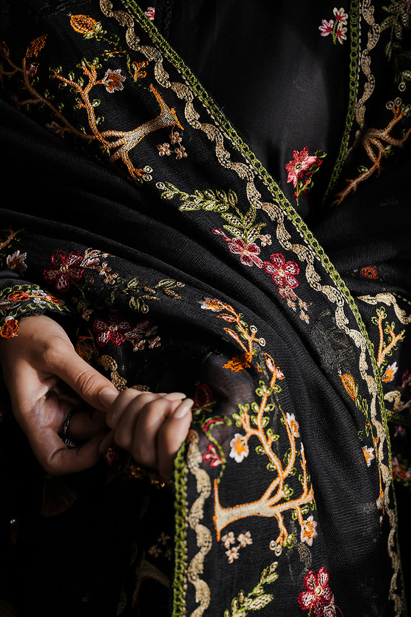 CROSS STITCH - 3PC DHANAK EMBROIDERED SHIRT WITH DHANAK EMBROIDERED SHAWL AND TROUSER - HZG1804