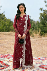QALAMKAR - 3PC LAWN EMBROIDERED SHIRT WITH KHADDI NET EMBROIDERED DUPATTA AND TROUSER - HZG2731