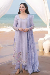 IMROZIA - 3PC LAWN CHIKANKAARI EMBROIDERED SHIRT WITH KHADDI NET EMBROIDERED DUPATTA AND TROUSER - HZG2862