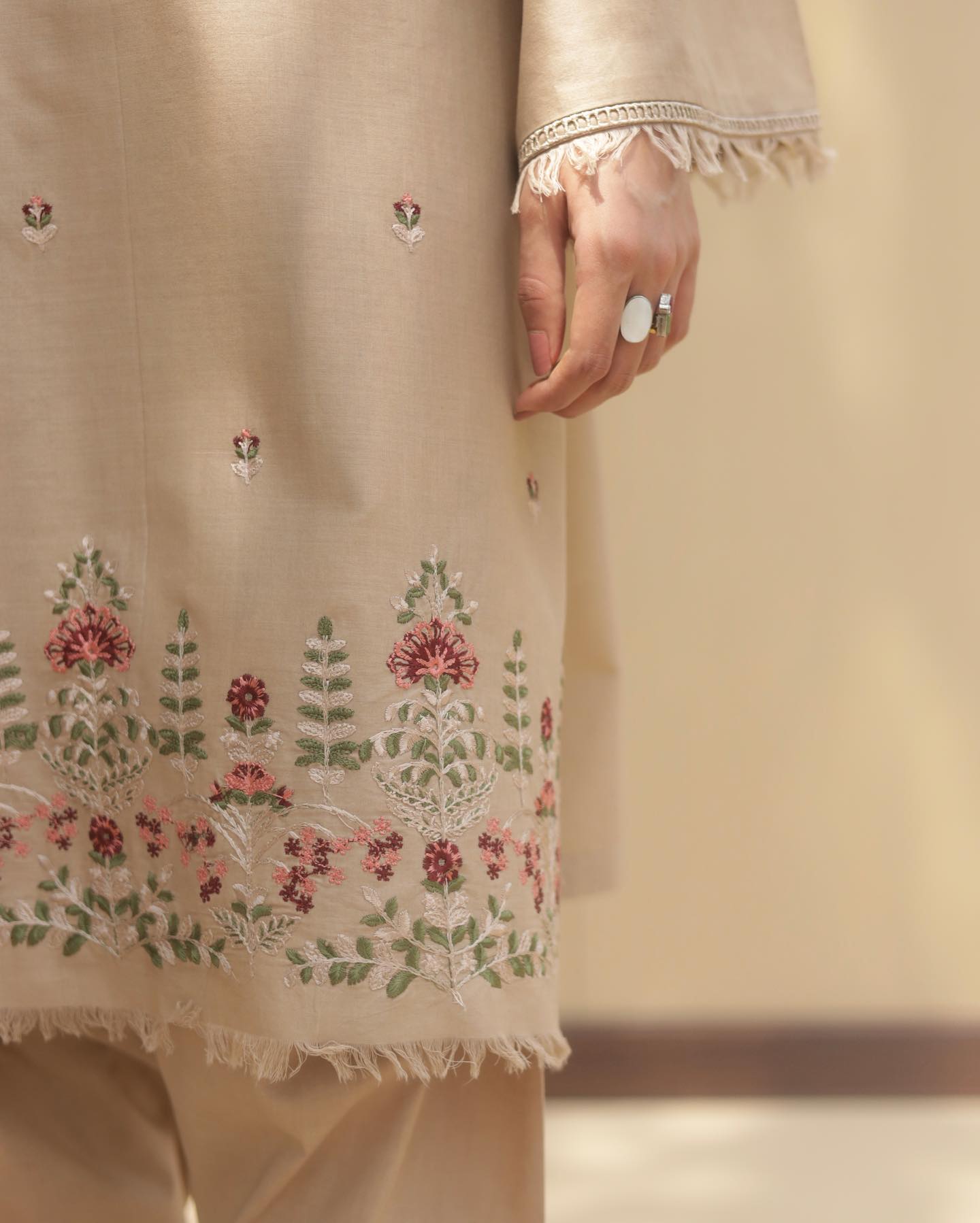 DYOT - 3PC LAWN EMBROIDERED SHIRT WITH CHIFFON DUPATTA AND TROUSER - HZG2217