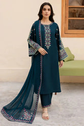 BATIK - 3PC DHANAK EMBROIDERED SHIRT WITH CHIFFON EMBROIDERED DUPATTA AND TROUSER - HZG2779