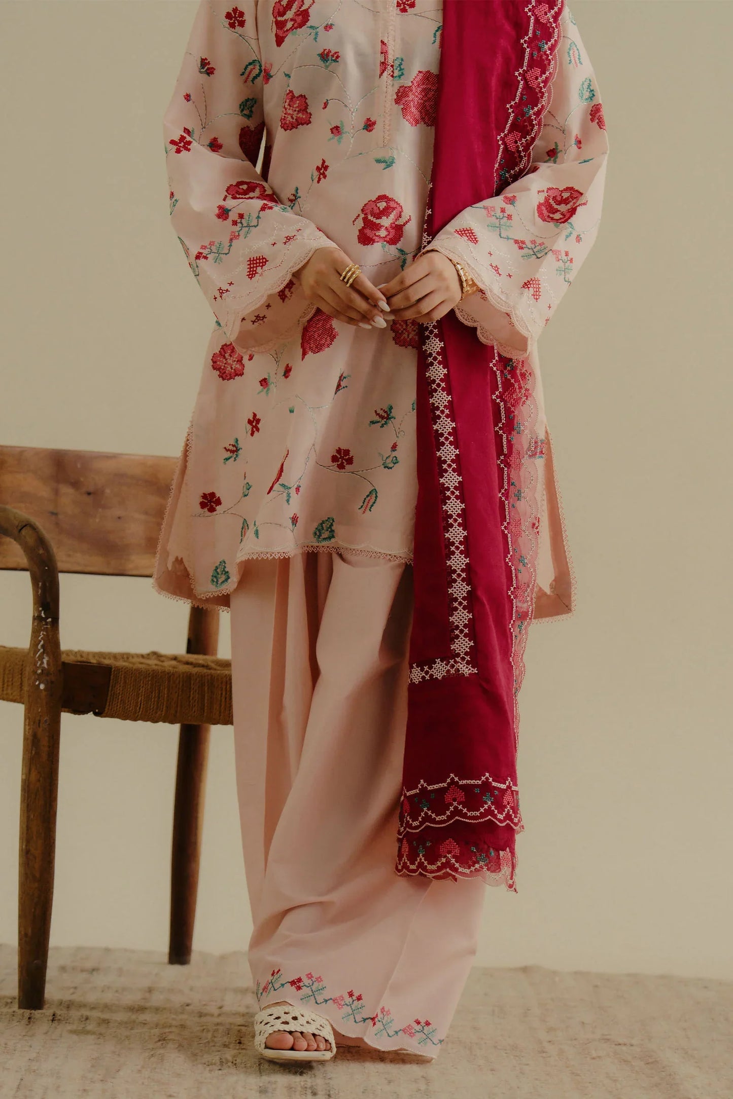 ZARA SHAH JAHAN - 3PC LAWN EMBROIDERED SHIRT WITH CHIFFON EMBROIDERED DUPATTA AND TROUSER - HZG2281