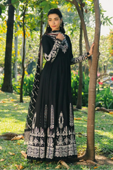 AFROZEH - 3PC LAWN EMBROIDERED FROCK WITH CHIFFON EMBROIDERED DUPATTA AND TROUSER - HZG3047