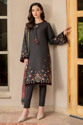 JAZMIN - 3PC KHADDAR EMBROIDERED SHIRT WITH TWILL PRINTED SHAWL AND TROUSER - HZG1912