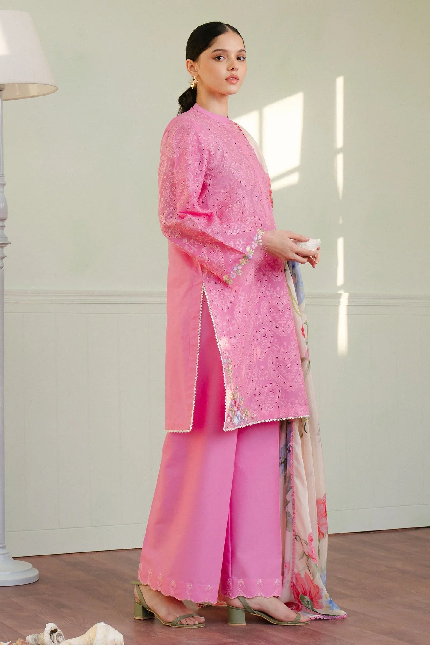ZARA SHAH JAHAN - 3PC LAWN EMBROIDERED SHIRT WITH CHIFFON PRINTED DUPATTA AND TROUSER - HZG2251