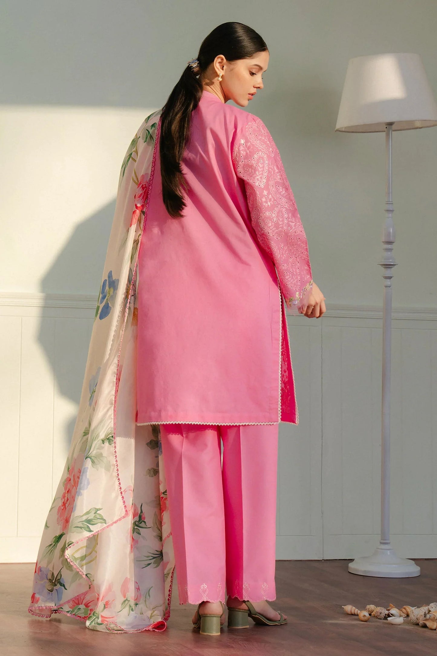 ZARA SHAH JAHAN - 3PC LAWN EMBROIDERED SHIRT WITH CHIFFON PRINTED DUPATTA AND TROUSER - HZG2251