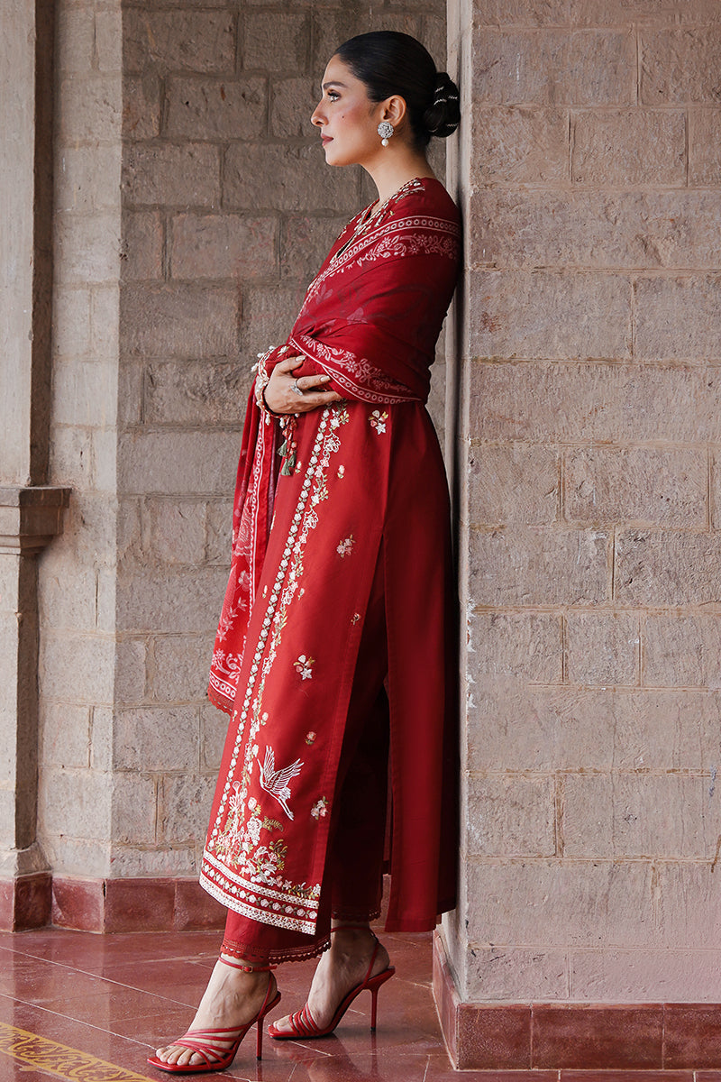 CROSS STITCH - 3PC DHANAK EMBROIDERED SHIRT WITH TWILL PRINTED SHAWL AND TROUSER - HZG1929