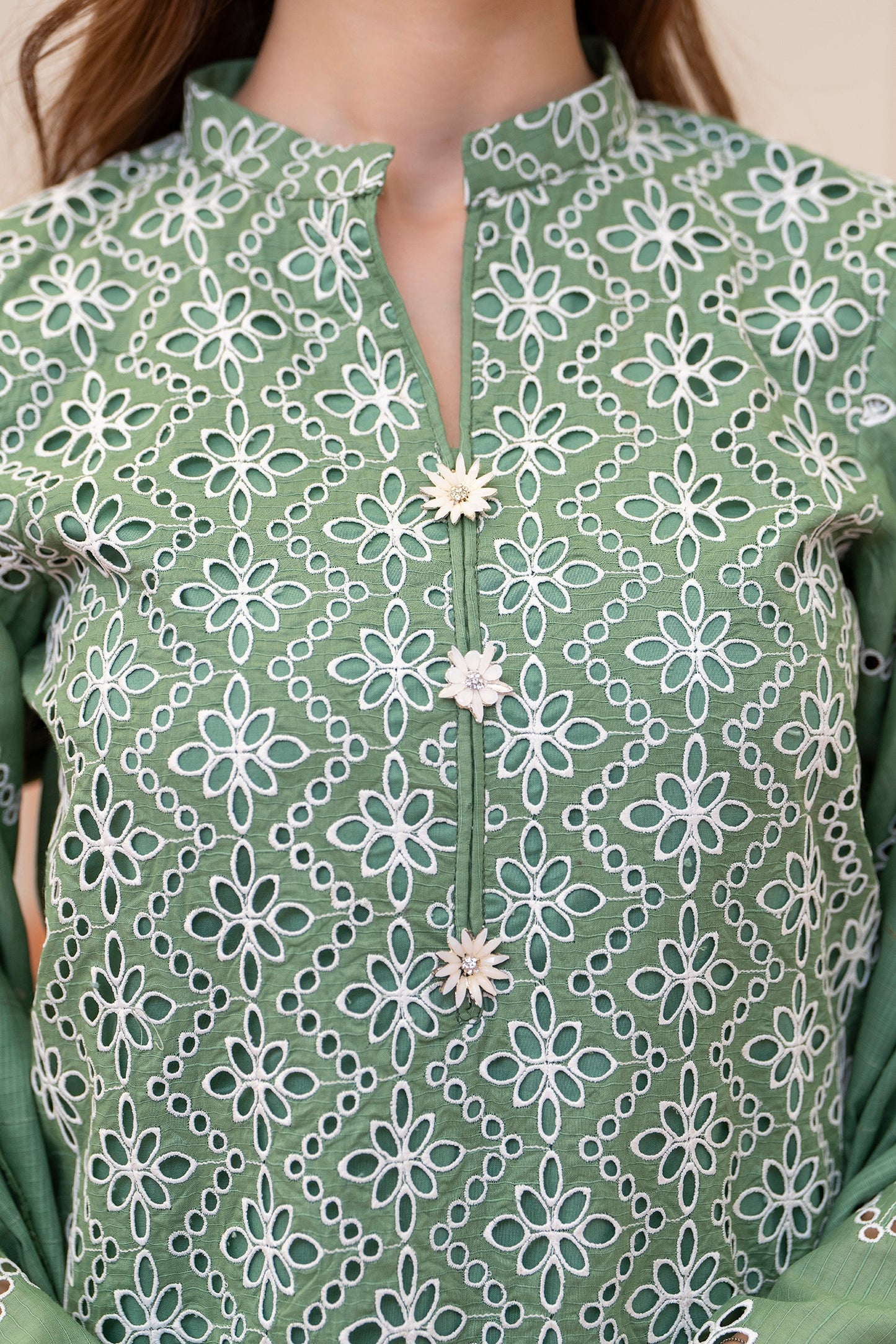MIRAKHI - 3PC LAWN CHIKANKAARI EMBROIDERED SHIRT WITH LAWN TUBE SLUB DUPATTA AND TROUSER - HZG2234