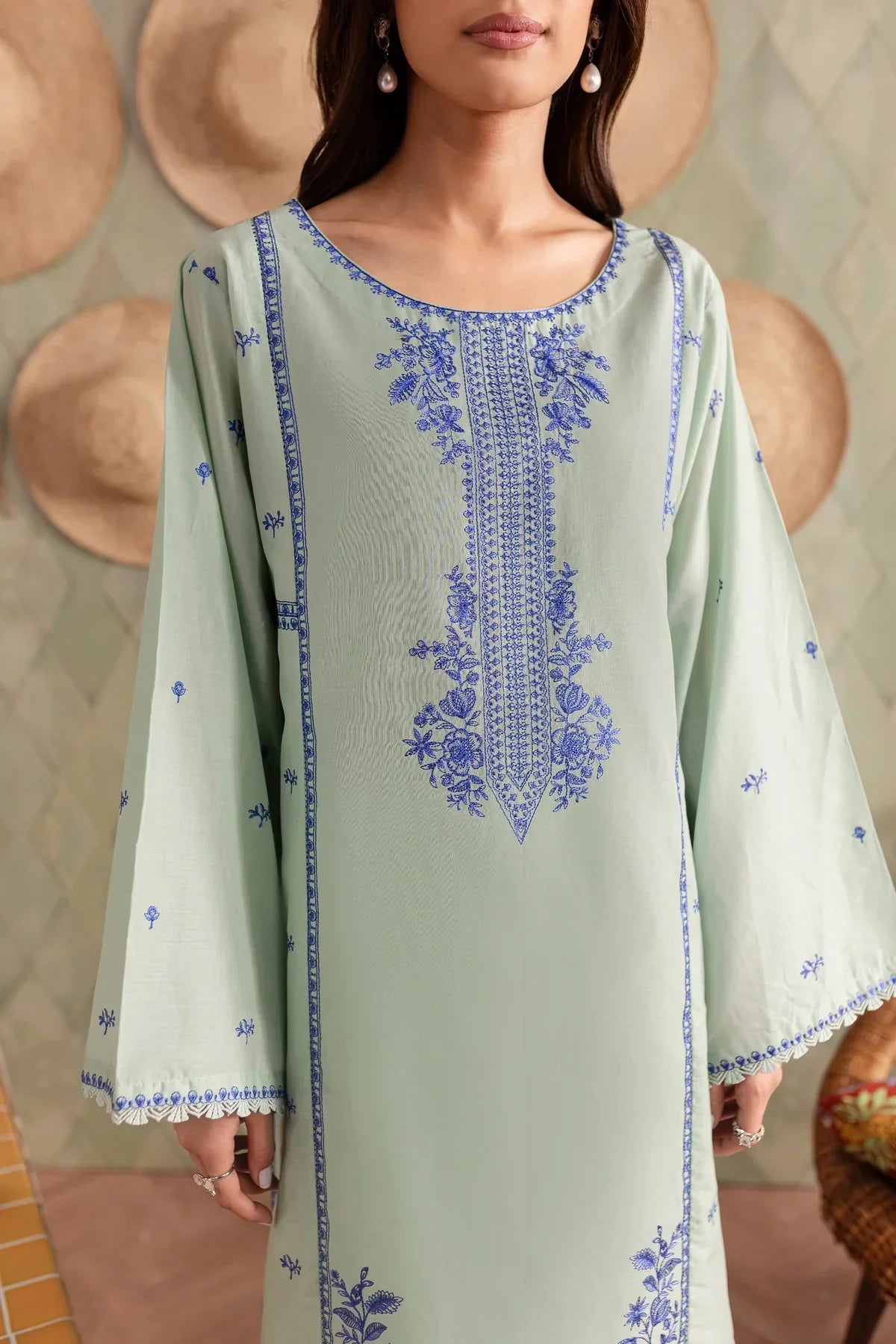 BATIK - 2PC DHANAK EMBROIDERED SHIRT WITH DHANAK TROUSER - HZG1841