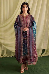 NUREH - 3PC LAWN PRINTED SHIRT WITH CHUNRI PRINTED DUPATTA AND TROUSER - HZG2933