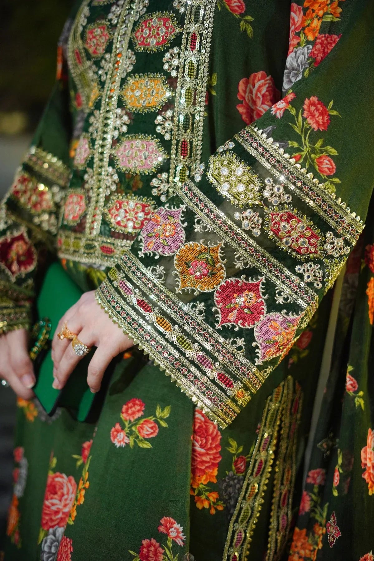 BAROQUE - 3PC SHAMOZE SILK PRINTED EMBROIDERED SHIRT WITH SILK PRINTED EMBROIDERED DUPATTA AND TROUSER - HZU2497