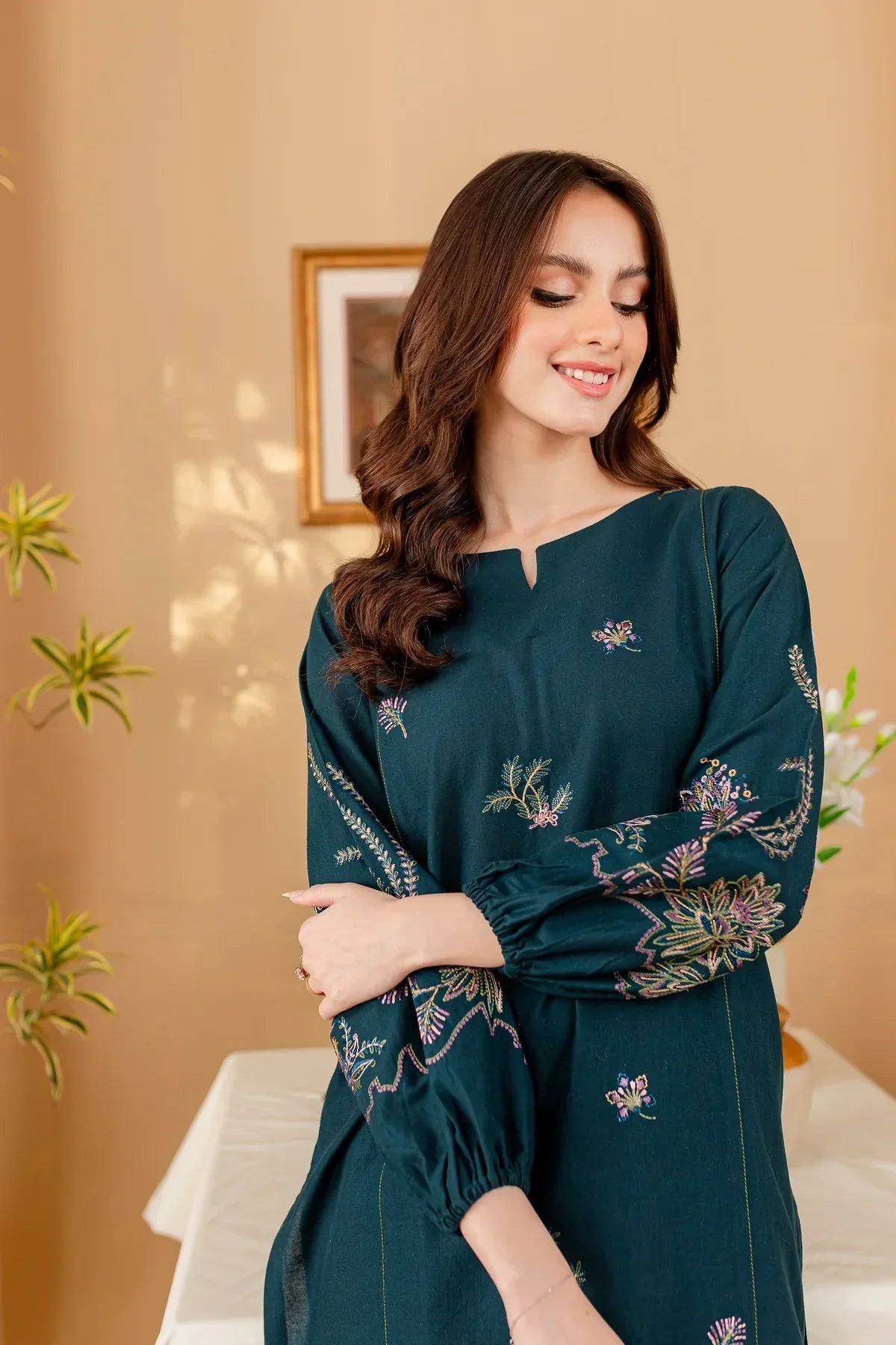 BATIK - 2PC DHANAK EMBROIDERED SHIRT WITH DHANAK EMBROIDERED TROUSER - HZG2320