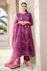 CROSS STITCH - 3PC DHANAK EMBROIDERED SHIRT WITH ORGANZA EMBROIDERED DUPATTA AND TROUSER - HZG1518