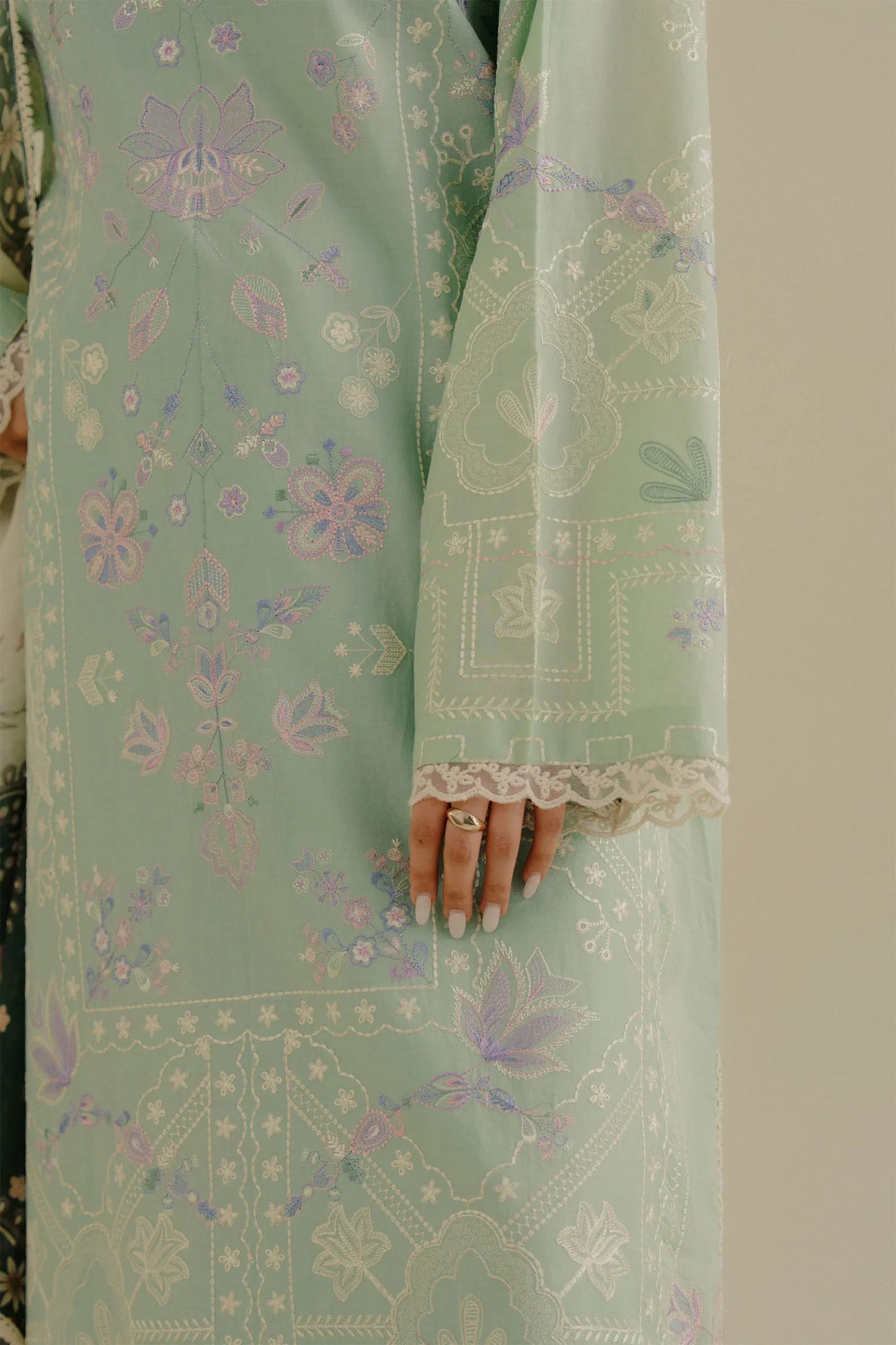 ZARA SHAH JAHAN - 3PC LAWN EMBROIDERED SHIRT WITH CHIFFON PRINTED DUPATTA AND TROUSER - HZG2282