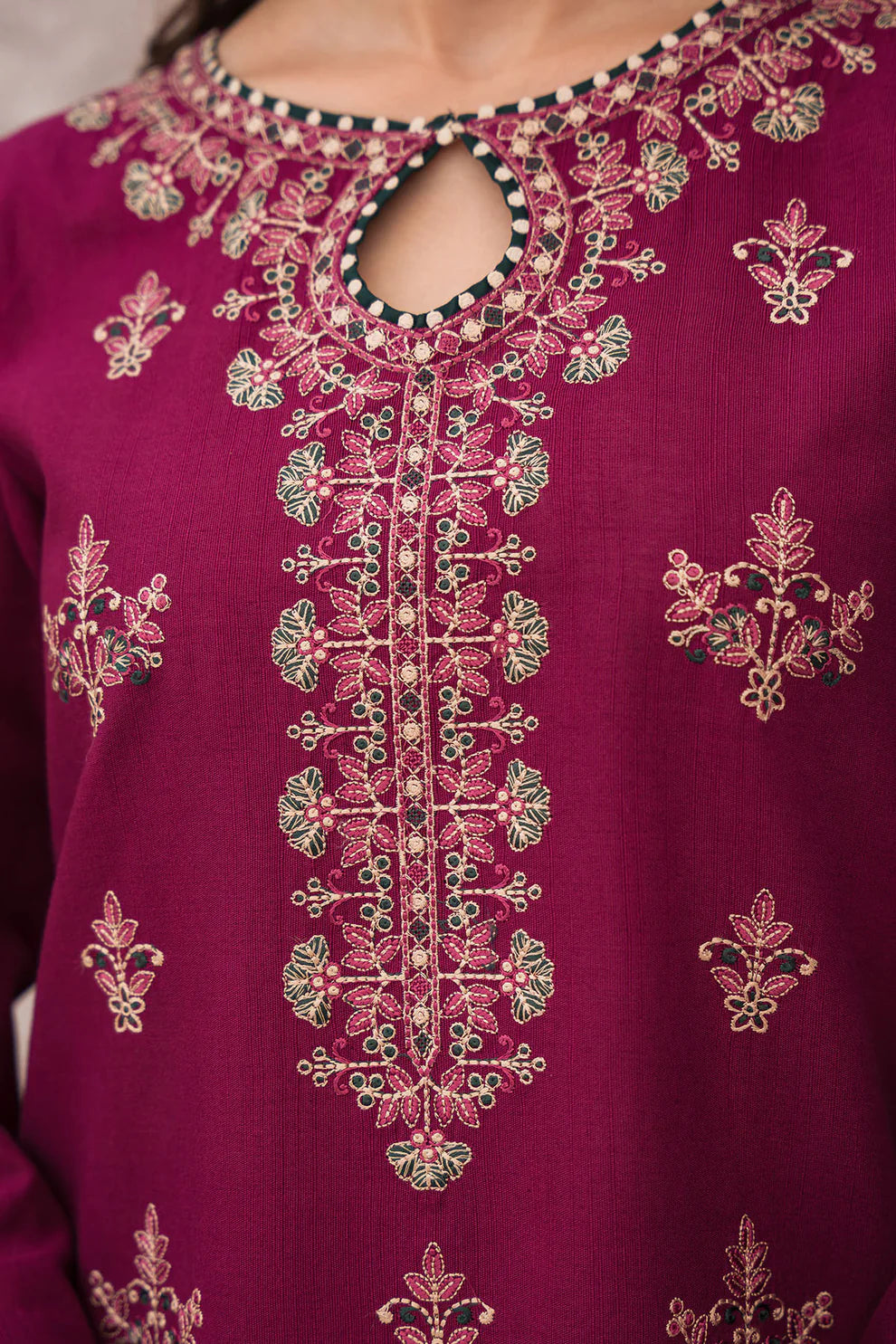 JAZMIN - 3PC LAWN EMBROIDERED SHIRT WITH MANAAR PRINTED DUPATTA AND TROUSER - HZG1399