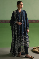 CROSS STITCH - 3PC DHANAK EMBROIDERED SHIRT WITH DHANAK EMBROIDERED SHAWL AND TROUSER - HZG2456