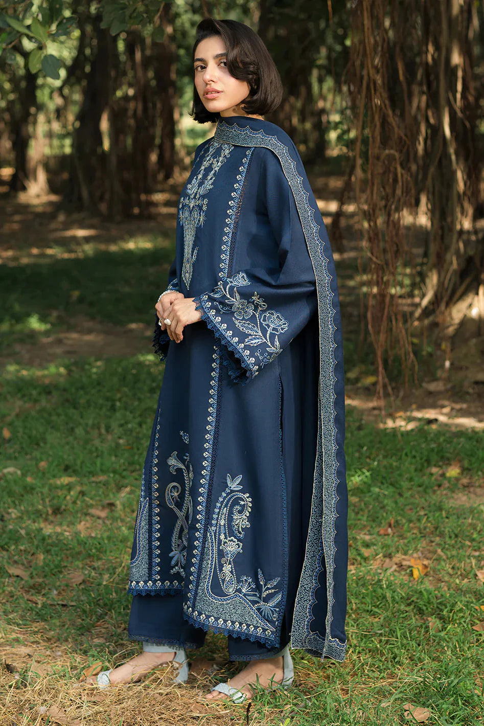 YARDS - 3PC LAWN EMBROIDERED SHIRT WITH CHIFFON EMBROIDERED DUPATTA AND TROUSER - HZG2303