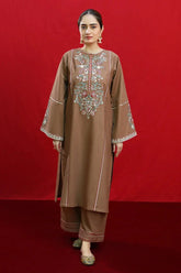 URGE - 2PC DHANAK EMBROIDERED SHIRT WITH DHANAK EMBROIDERED TROUSER - HZG1970