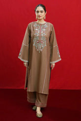 URGE - 2PC DHANAK EMBROIDERED SHIRT WITH DHANAK EMBROIDERED TROUSER - HZG1970