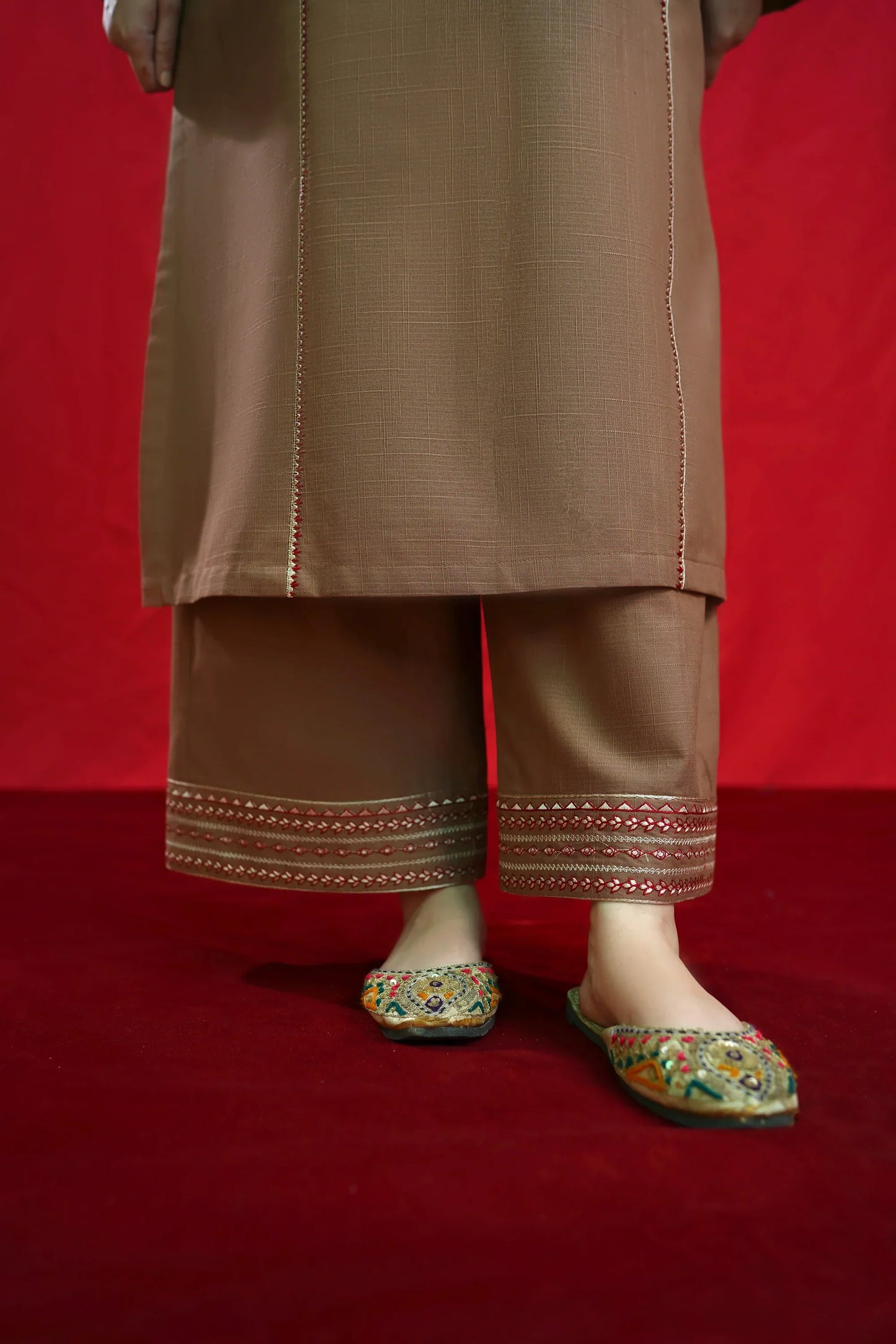 URGE - 2PC DHANAK EMBROIDERED SHIRT WITH DHANAK EMBROIDERED TROUSER - HZG1970