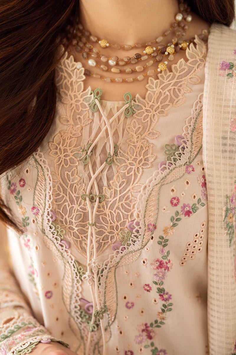 QALAMKAR - 3PC LAWN EMBROIDERED SHIRT WITH COTTON NET EMBROIDERED DUPATTA AND TROUSER - HZG2301