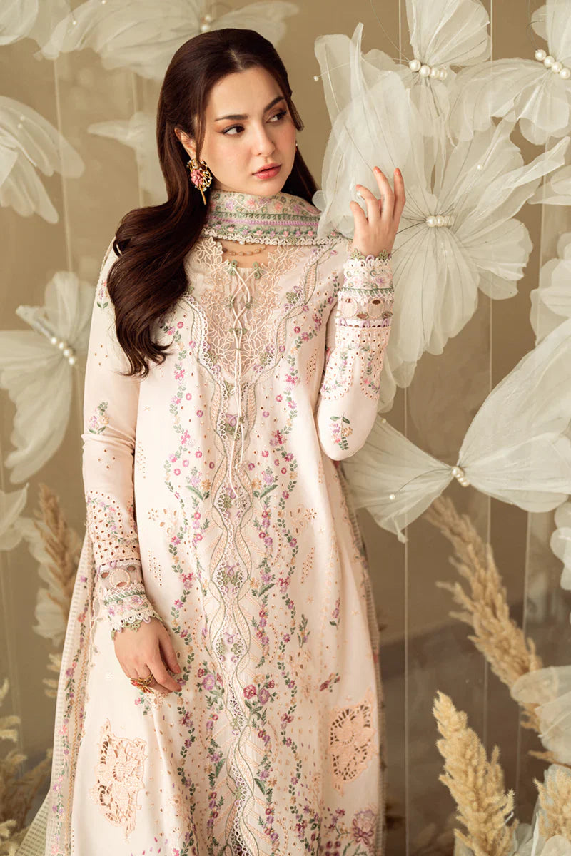 QALAMKAR - 3PC LAWN EMBROIDERED SHIRT WITH COTTON NET EMBROIDERED DUPATTA AND TROUSER - HZG2301