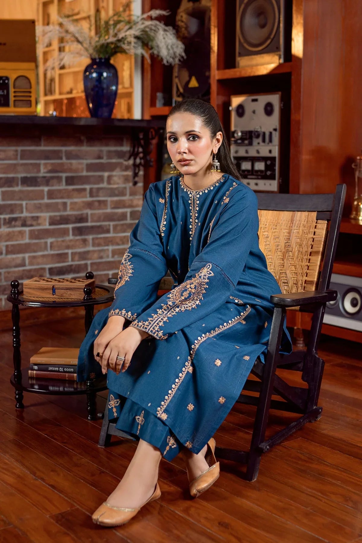 URGE - 2PC DHANAK EMBROIDERED SHIRT AND EMBROIDERED TROUSER - HZU2485