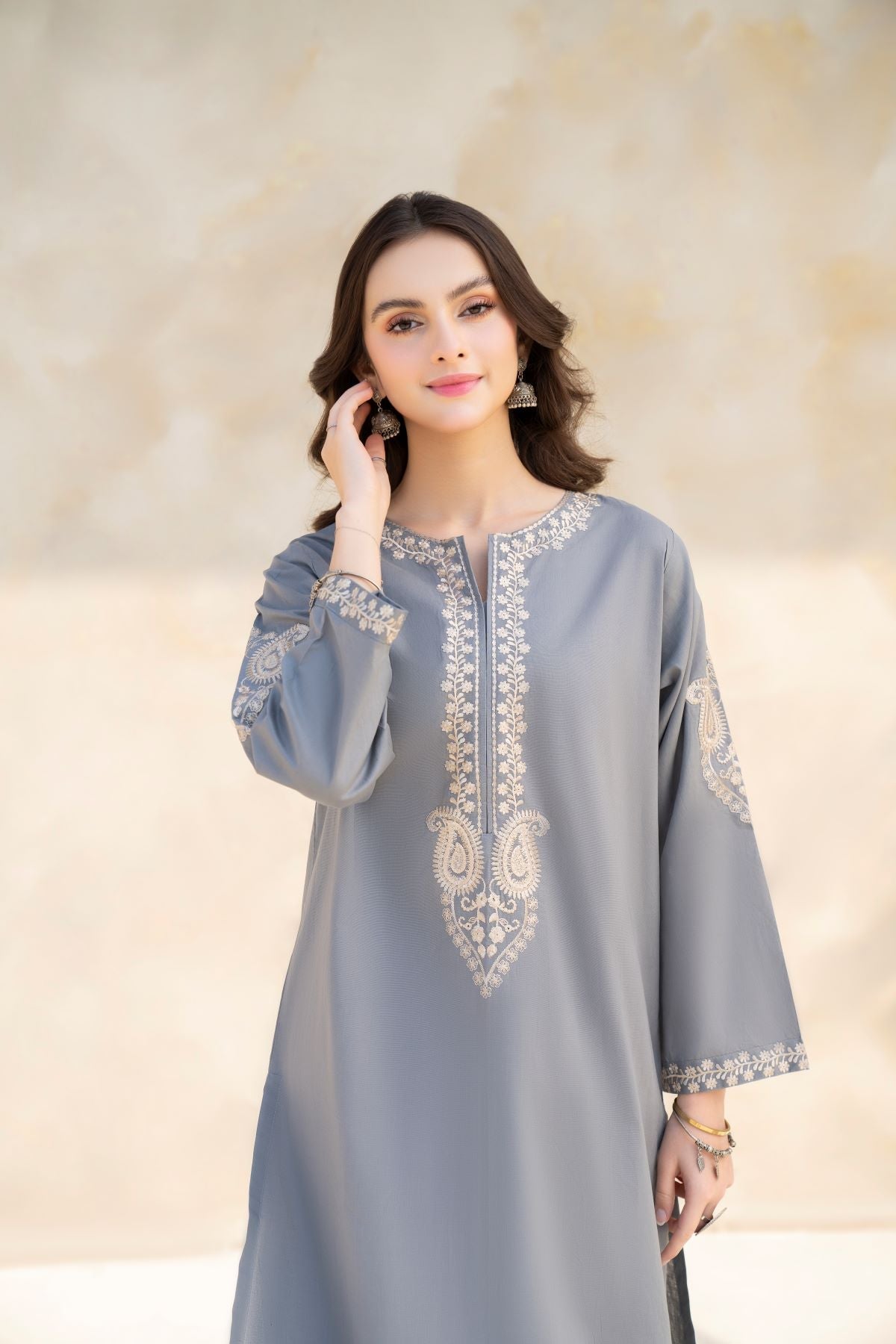 JAZMIN - 2PC LAWN EMBROIDERED SHIRT WITH TROUSER - HZG1777