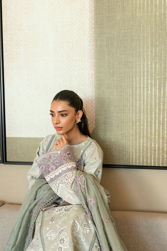 FLORENT - 3PC LAWN EMBROIDERED SHIRT WITH COTTON NET EMBROIDERED DUPATTA AND TROUSER - HZG2296