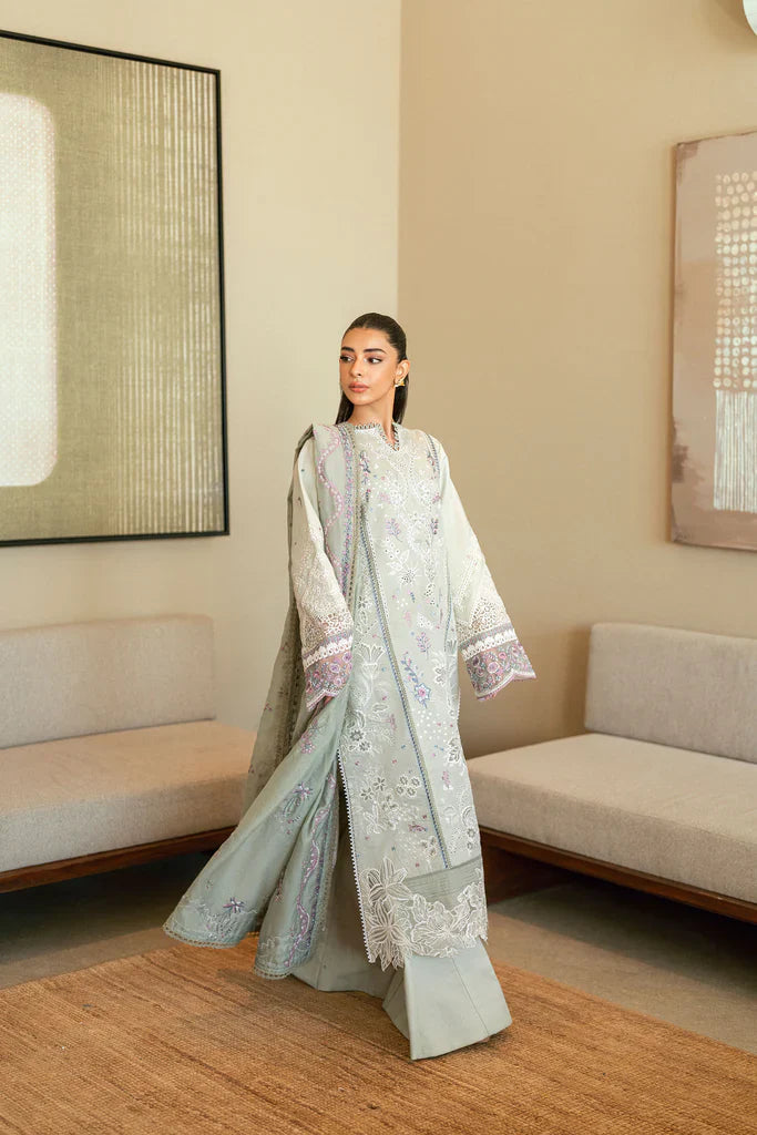 FLORENT - 3PC LAWN EMBROIDERED SHIRT WITH COTTON NET EMBROIDERED DUPATTA AND TROUSER - HZG2296