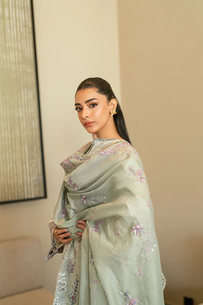 FLORENT - 3PC LAWN EMBROIDERED SHIRT WITH COTTON NET EMBROIDERED DUPATTA AND TROUSER - HZG2296