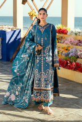 FLORENT - 3PC DHANAK EMBROIDERED SHIRT WITH TWILL PRINTED DUPATTA AND TROUSER - HZG2323