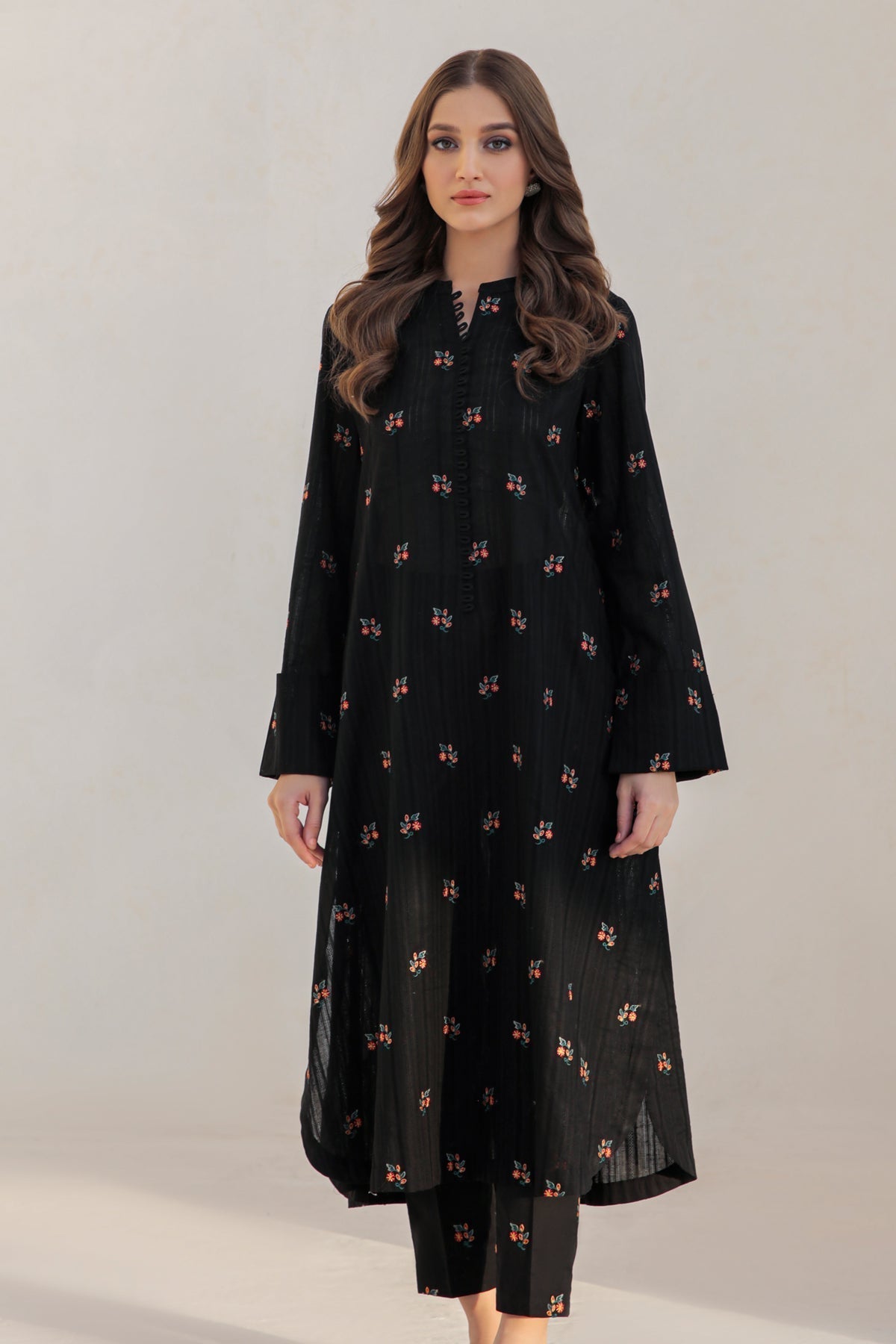 JAZMIN - 3PC DHANAK EMBROIDERED SHIRT AND ORGANZA EMBROIDERED DUPATTA WITH TROUSER - HZG2363