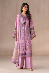 ETHNIC - 3PC LAWN EMBROIDERED SHIRT WITH MANAAR PRINTED DUPATTA AND TROUSER - HZG2216