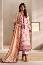ETHNIC - 3PC LAWN EMBROIDERED SHIRT WITH MANAAR PRINTED DUPATTA AND TROUSER - HZG2211