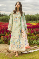 MUSHQ - 3PC DHANAK CHIKANKAARI EMBROIDERED SHIRT WITH TWILL PRINTED SHAWL AND TROUSER - HZG2278