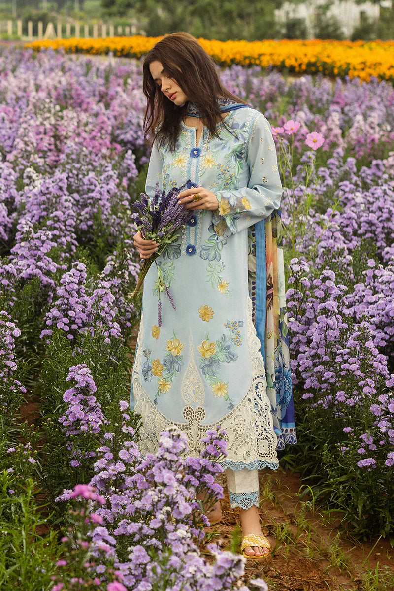 MUSHQ - 3PC LAWN EMBROIDERED SHIRT WITH SILK PRINTED DUPATTA AND TROUSER - HZG2185