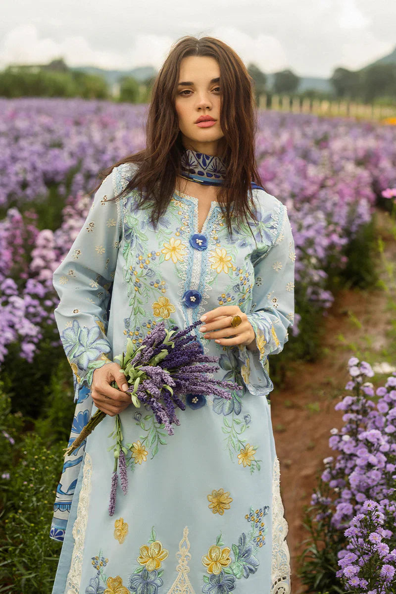 MUSHQ - 3PC LAWN EMBROIDERED SHIRT WITH SILK PRINTED DUPATTA AND TROUSER - HZG2185
