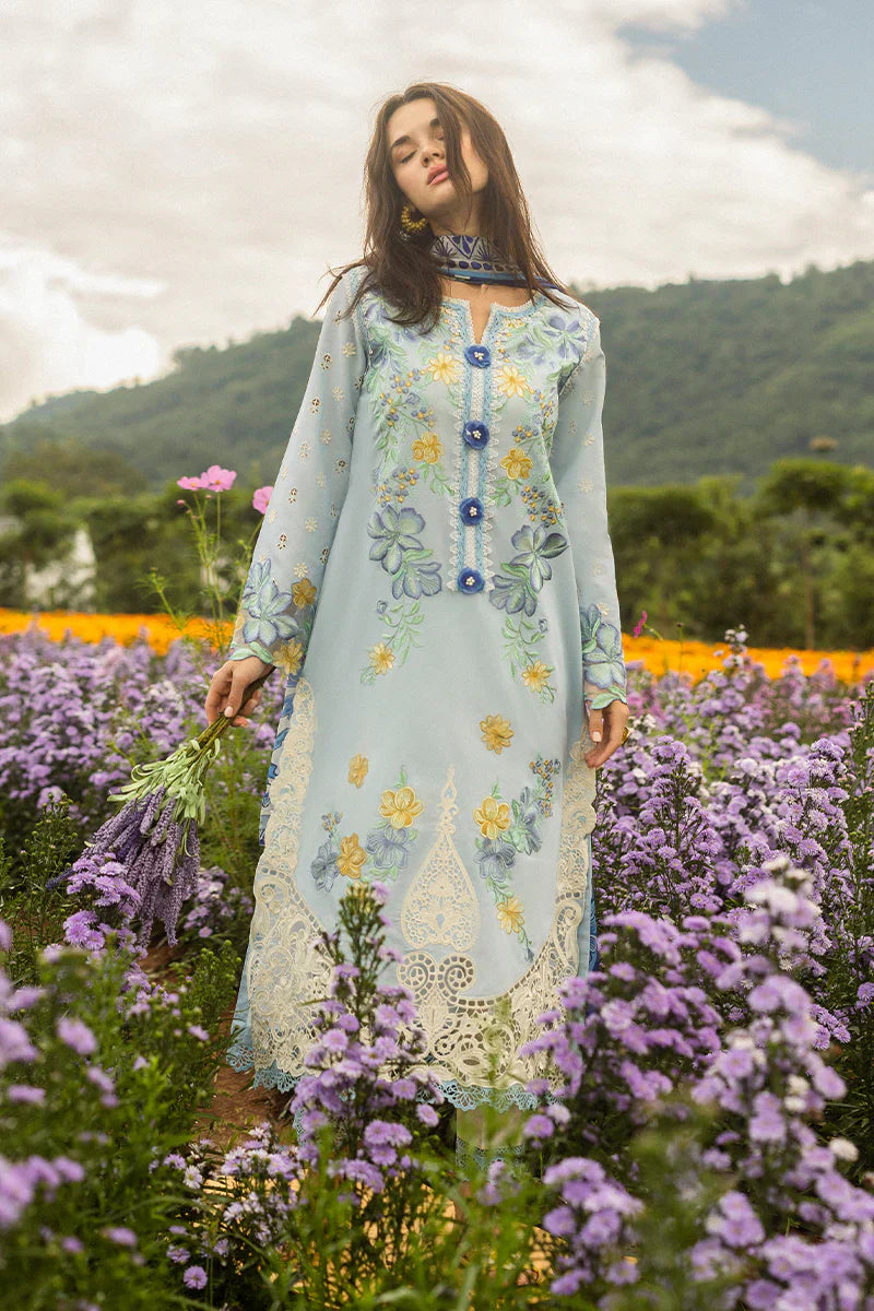 MUSHQ - 3PC LAWN EMBROIDERED SHIRT WITH SILK PRINTED DUPATTA AND TROUSER - HZG2185