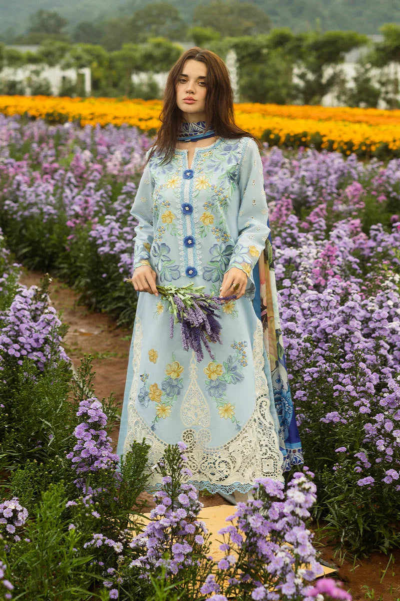 MUSHQ - 3PC LAWN EMBROIDERED SHIRT WITH SILK PRINTED DUPATTA AND TROUSER - HZG2185