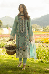 MUSHQ - 3PC LAWN EMBROIDERED SHIRT WITH MANAAR PRINTED DUPATTA AND TROUSER - HZG2210