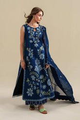 ZAIB - 3PC LAWN EMBROIDERED SHIRT WITH CHIFFON EMBROIDERED DUPATTA AND TROUSER - HZG3045